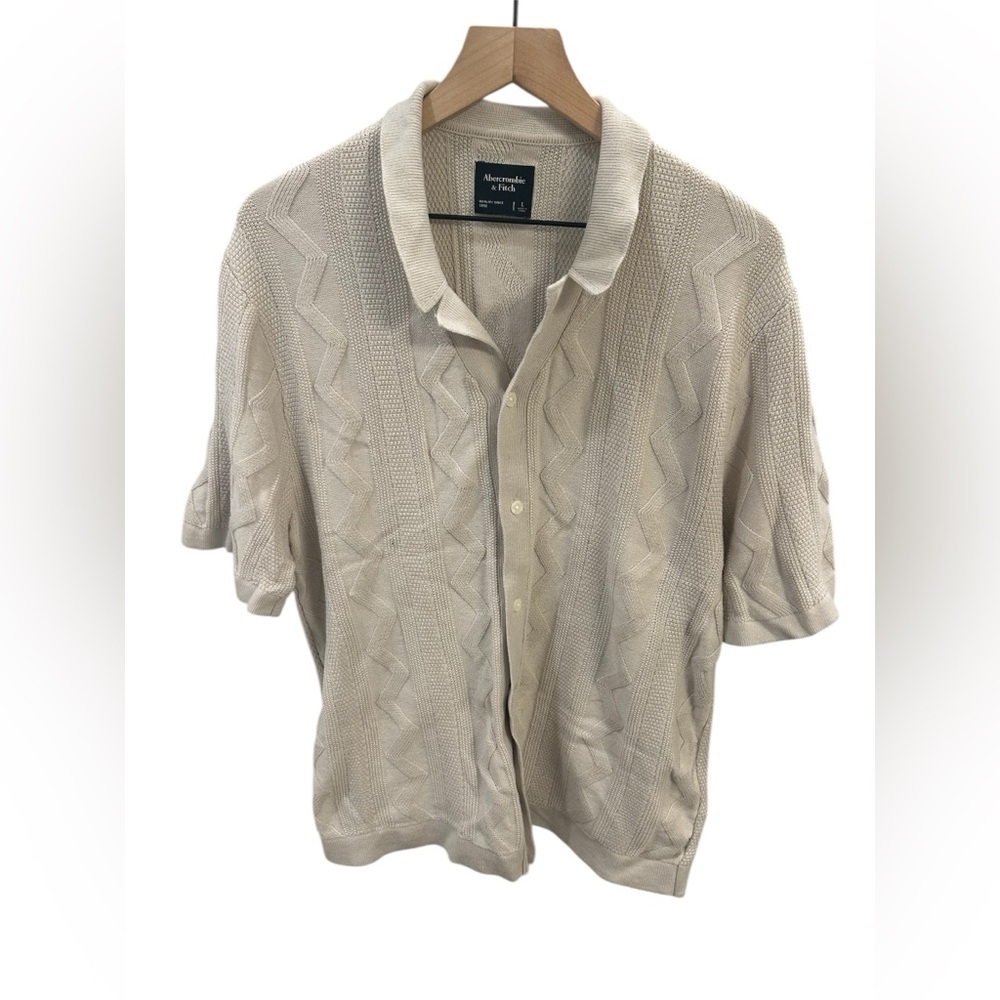 Abercrombie & Fitch Men’s Knit Button-Up Shirt – Size L